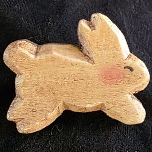 Rustic Carved Wooden Rabbit Pin /Brooch